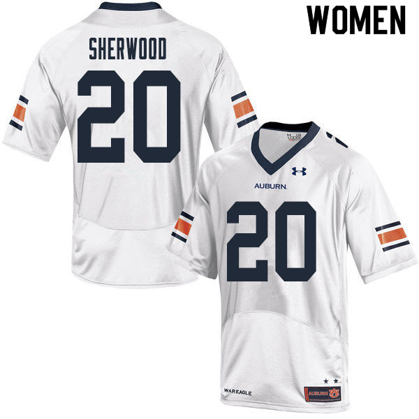 Auburn Tigers Women's Jamien Sherwood #20 White Under Armour Stitched College 2020 NCAA Authentic Football Jersey PCT0274UV